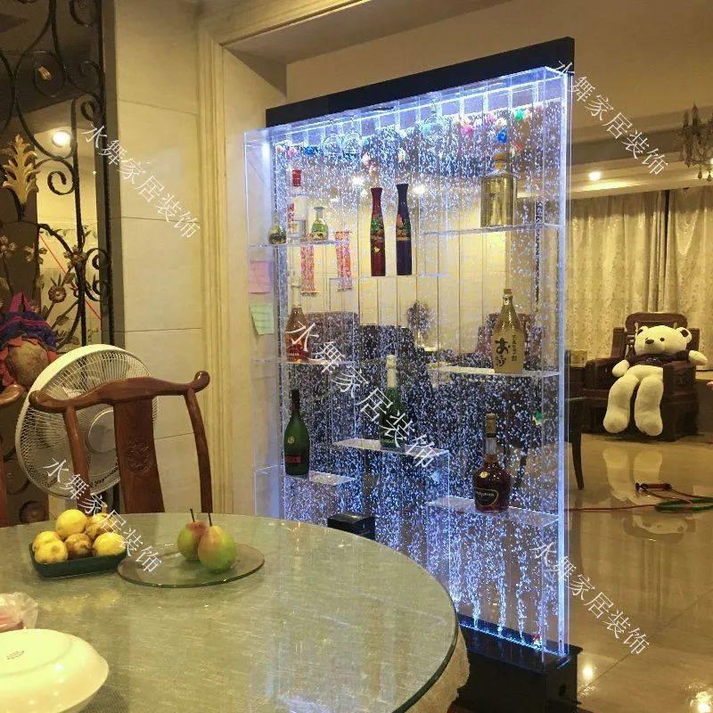 新款家居定制水幕墙流水屏风客厅玄关鱼缸隔断水族装饰摆件气泡墙