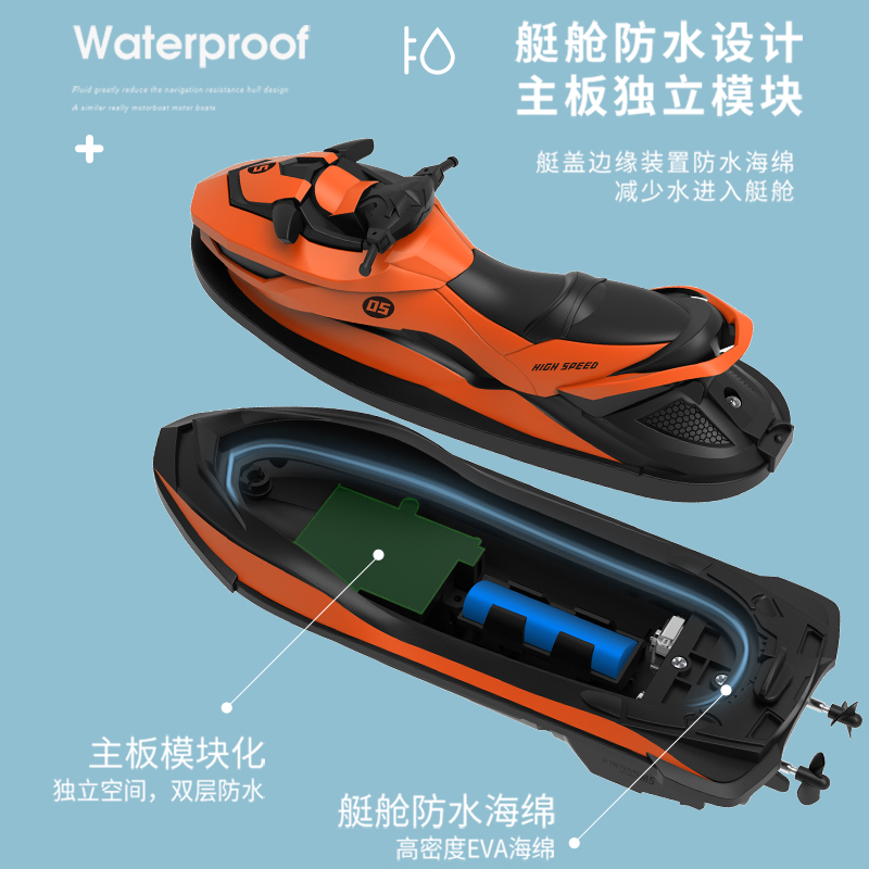 遥控船高速快艇模型船儿童水上轮船玩具超大号电动大马力防水夏季