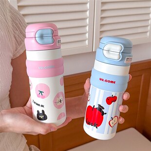 保温杯女生高颜值吸管杯316不锈钢大E容量随行杯一盖双饮2025新款