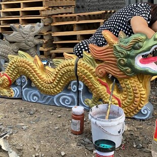 古建中式仿古龙跑兽二r龙戏珠青瓦龙琉璃瓦龙双龙戏珠屋顶屋脊