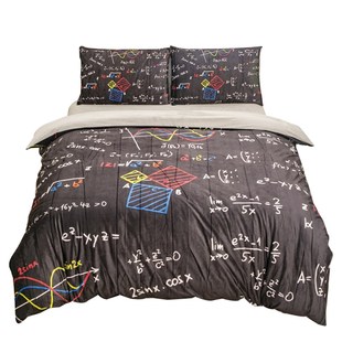 数学公式水晶绒被套四件套秋冬季加厚学生宿舍三件套学霸床上用品