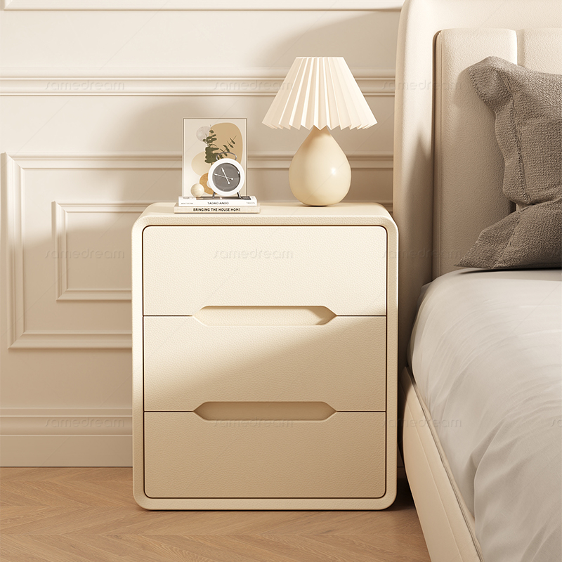 奶油风实木床头柜2024新款简约现代床边柜子家用卧室小型收纳柜