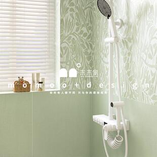 末末家 法式绿色卫生间小花砖瓷砖 摩洛哥浴室墙砖微水泥厕所地砖