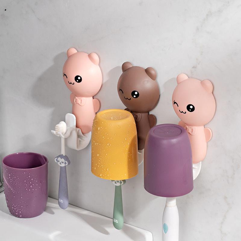 儿童大吸盘牙刷杯卡通宝宝漱口杯套装牙缸牙罐子可爱置物架子壁挂