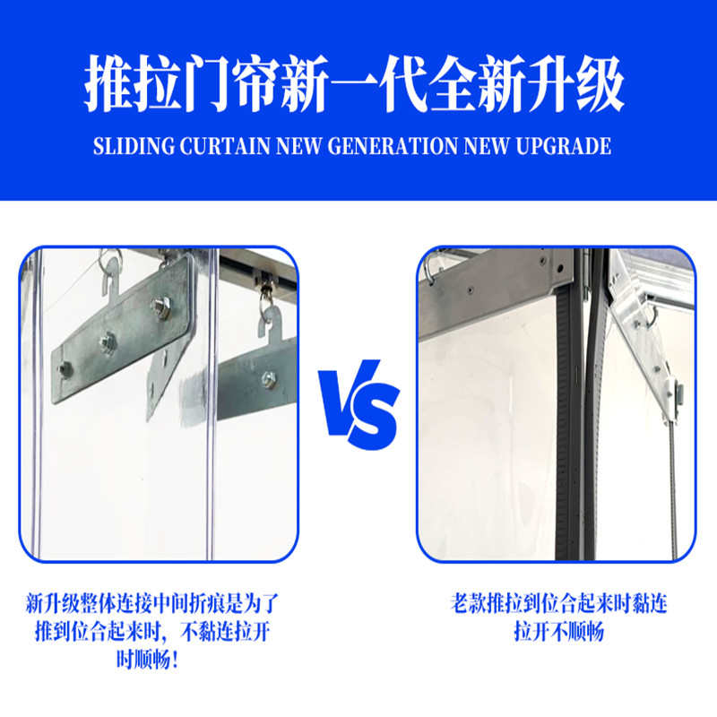 新款滑动折叠磁性自吸软门帘塑料透明PVC材质防风推拉帘轨道帘