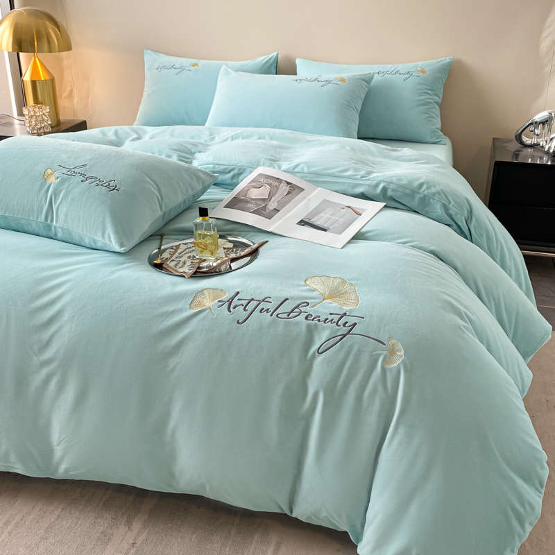 用绒珊瑚加厚床上牛奶秋冬保结婚新婚房大红婚庆件套刺绣绒冬季四