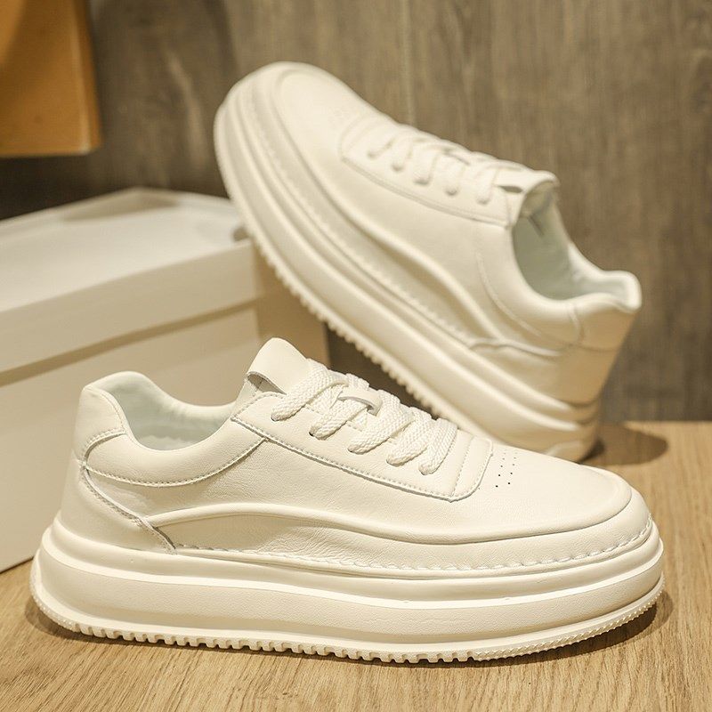 男鞋春夏季透气轻便软底小白鞋男款厚底增高男士休闲白鞋时尚板鞋