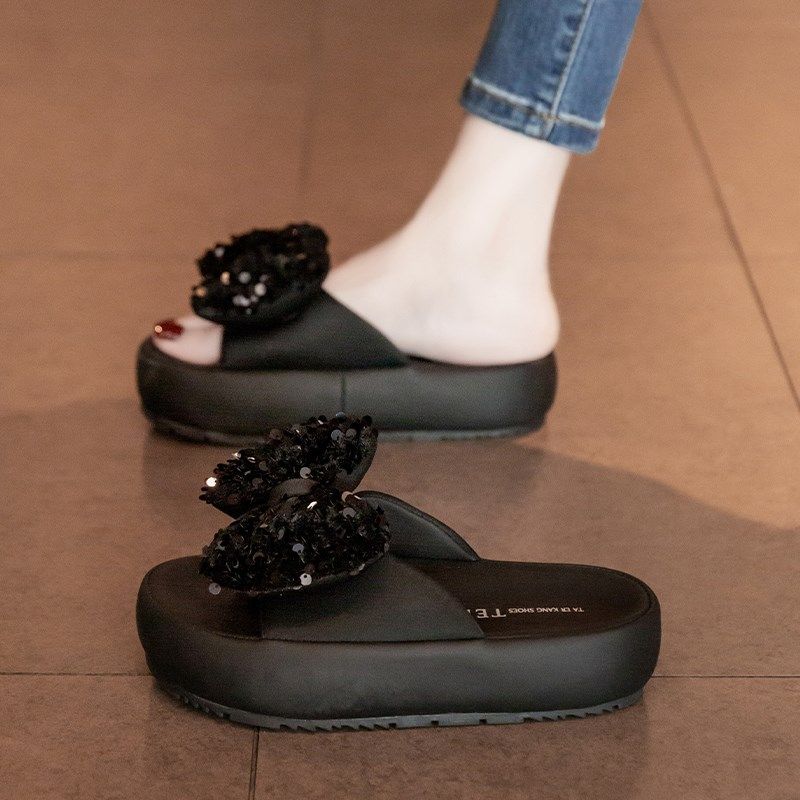 高级感厚底凉拖鞋女鞋夏外穿2025新款踩屎感增高高跟海边沙滩凉鞋,女鞋,一字拖,淘宝优惠券,粉丝福利购,淘宝优惠卷