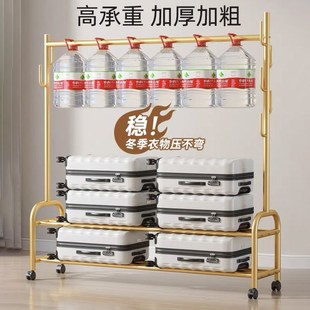 落地晾衣杆带轮滑动挂阳台外晒被子卧室内房间衣帽架加粗加厚结实