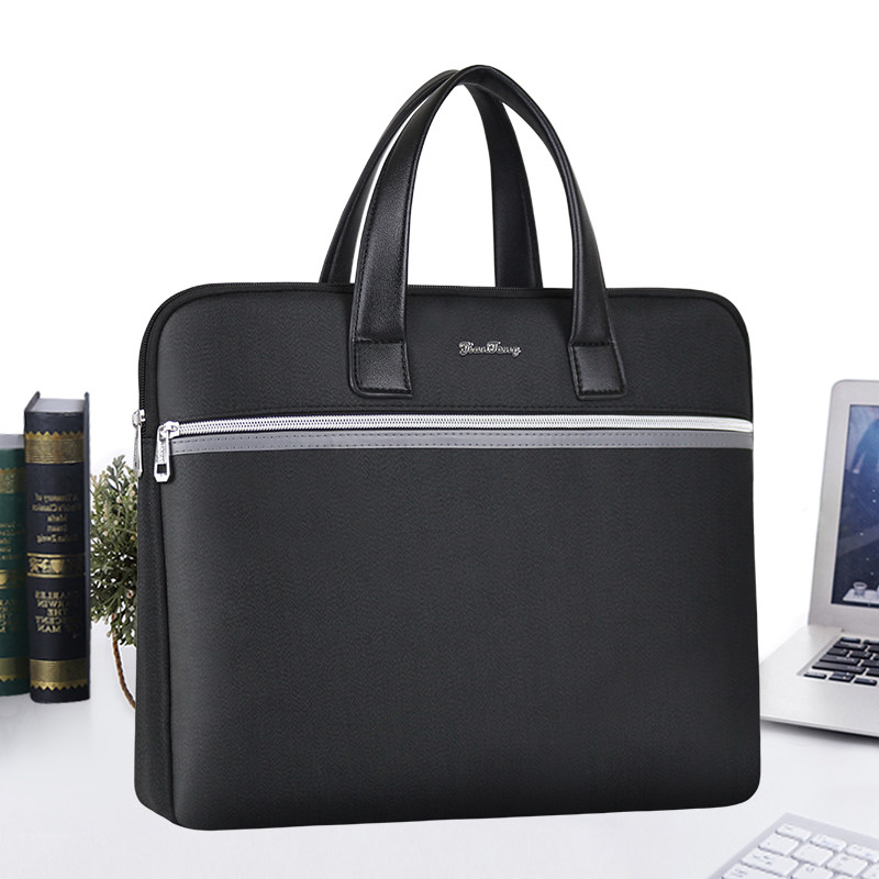 定制A4手提文件袋帆布公文包职业加厚r拉链防水商务会议文件夹资