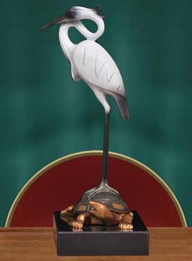 彩铜龟鹤延年摆件松鹤铜龟家居客厅装饰品送老人长辈祝贺寿礼品