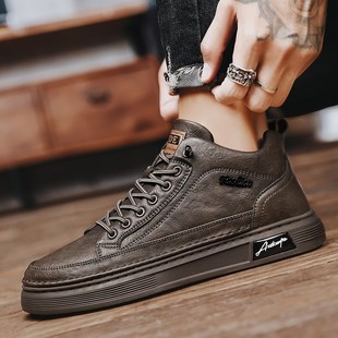 男鞋夏季内增高8cm6cm马丁男士休闲皮鞋软底黑色板鞋增高鞋男10cm
