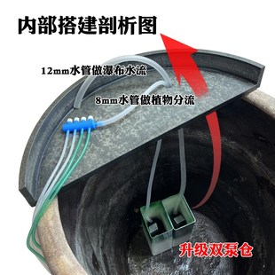 古法缸造景托盘大理石材挡水围挡造景托盘老水缸陶盆造景改造养鱼