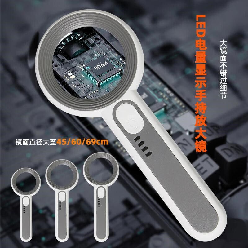 手持式高清40倍k珠宝放大镜带led灯电子维修古玩鉴定用高倍放大镜