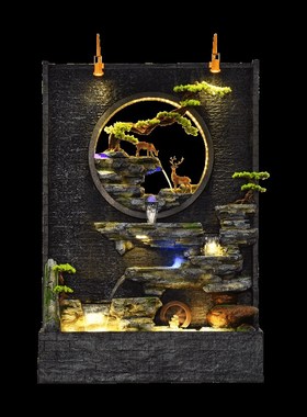 水幕墙假山流水喷泉酒店公司水景装饰别墅花园庭院摆件客厅景观