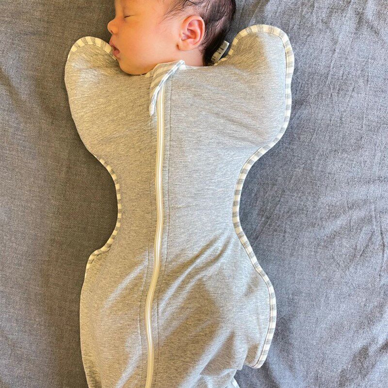 跟单 婴儿睡袋新生儿防惊跳夏季薄款竹纤维宝宝投降式睡姿0.2tog