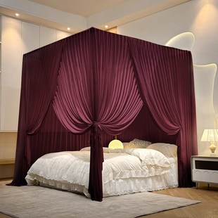 定制新款 婚庆别墅民宿酒店实木支架牛奶丝蚊帐床幔1.5米1.8m防蚊