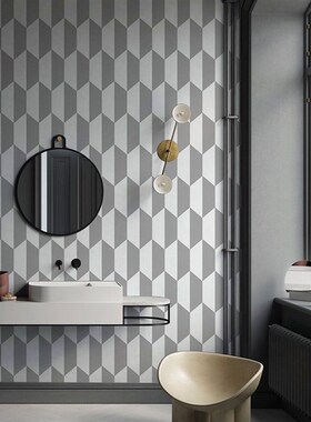 灰色几何现代简约壁纸墙纸卧室客厅电视背K景墙无纺布墙布定制壁