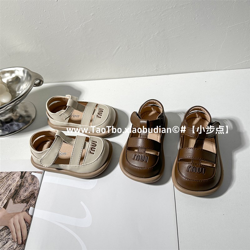 夏季女宝宝包头小皮鞋镂空半凉鞋幼儿软底防滑男宝鞋婴儿学步鞋
