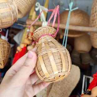 竹编蝈蝈笼子装蚱蜢蚂蚱蛐蛐蟋蟀昆虫有盖笼画眉鸟笼配件笼子虫具