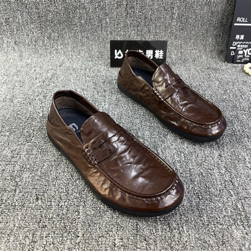 701-21手工夏季商务休闲一脚蹬手抓纹豆豆鞋懒人驾车软底鞋男