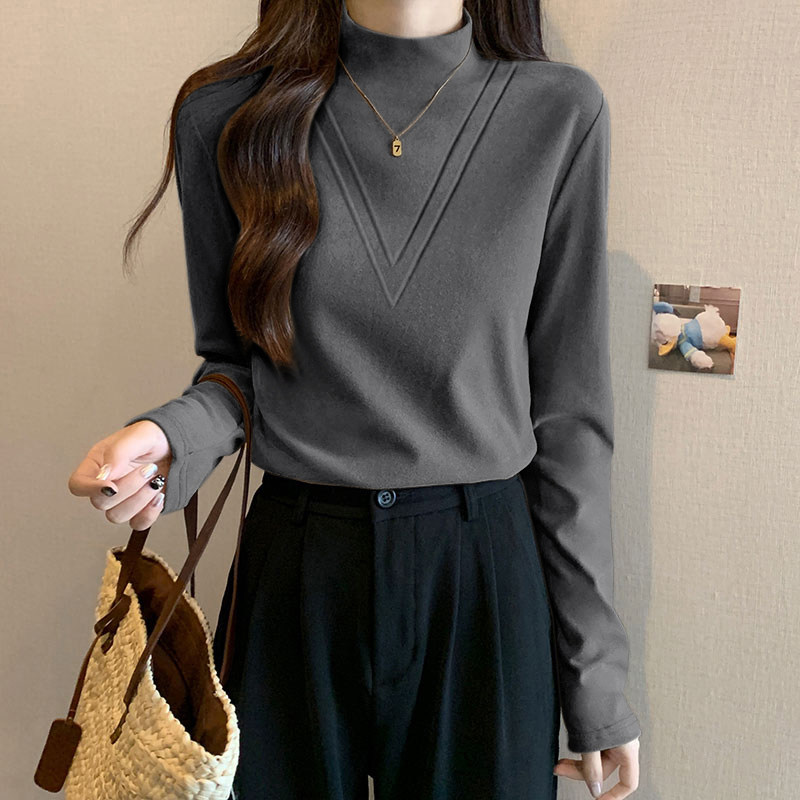 德绒加绒灰色内搭半高领长袖打底衫女2024新款秋冬时尚洋气时髦,女装/女士精品,T恤,淘宝优惠券,粉丝福利购,淘宝优惠卷