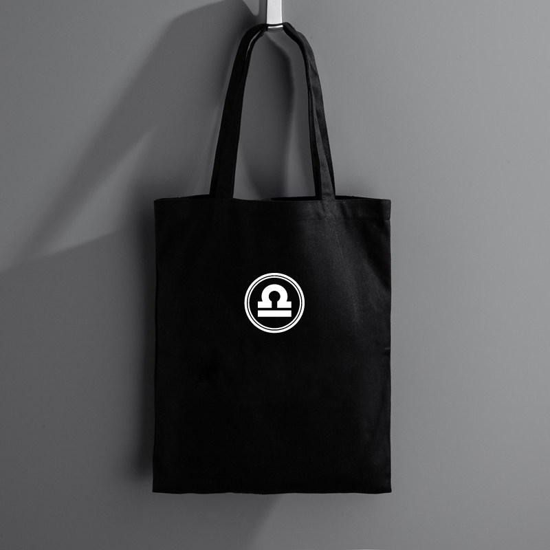 十二星座单肩帆布包黑色手提环保帆布袋子大容量购物袋来图定制