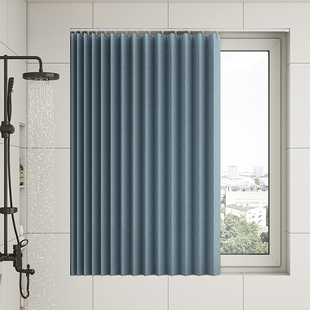 浴室厕所小窗户专用窗帘防窥遮光防水推拉式 化妆室厨房侧拉遮挡帘