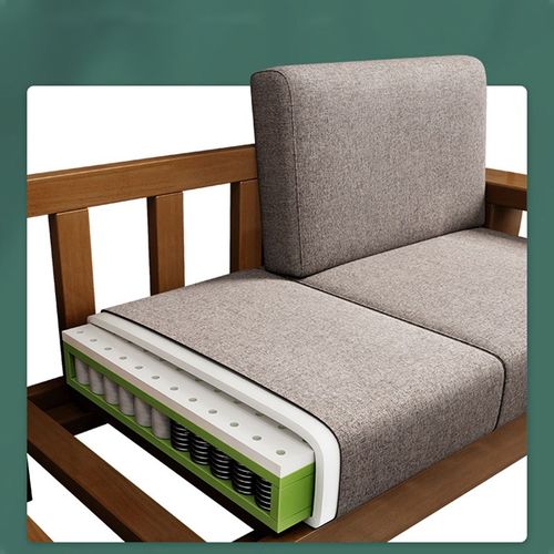 新中式实木沙发组合转角可拆洗布艺沙发三人大小户型客厅整装家具