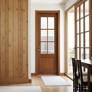 实木门卧室门平开 门推拉庭院商铺进户玻璃门原木风室内门阳台门