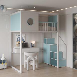 铁艺阁楼高架床小户型上床下空单上层儿童高低树屋城堡床复式厂家