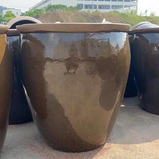 水缸老式腌菜家用储水养鱼大陶瓷睡莲荷花缸造景发酵土陶大号陶缸