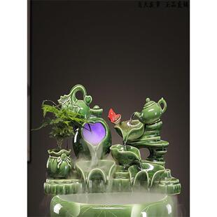 鱼缸过滤器循环水泵全自动流水摆件鱼缸喷泉瀑布室内家居财富陶瓷