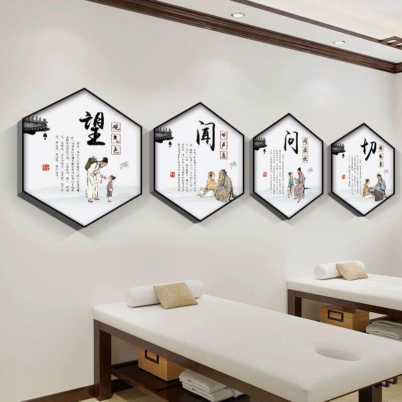 中医馆装饰画 画美容院挂画 画养生馆理疗店背景墙壁画 画中医文