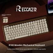 雷咖泽R100木坨坨豆腐键帽胡桃木客制化机械键盘三模游戏办公键盘