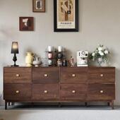 北美黑胡桃木八斗柜实木意式 极简靠墙卧室收纳柜客厅玄关台餐柜