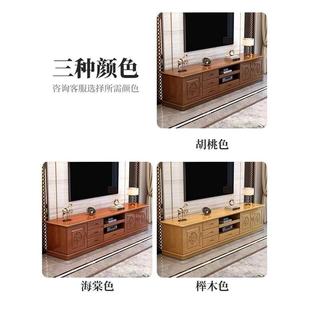 实木电视柜小户型客厅家用全实木复古伸缩高柜落地柜影视柜子 中式
