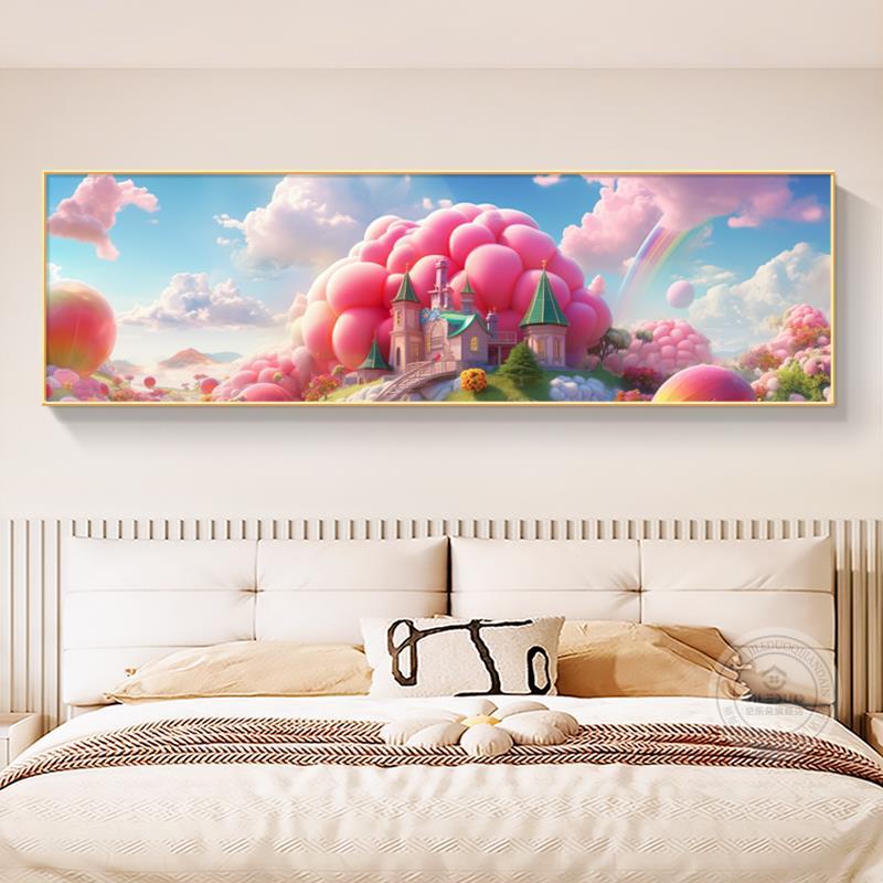 儿童房装饰画女孩背景墙面女儿公主房间壁画卡通立体卧室床头挂画图片