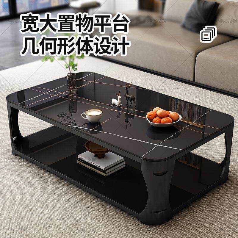 茶几客厅家用小户型简约现代长方形茶台大理石茶桌双层