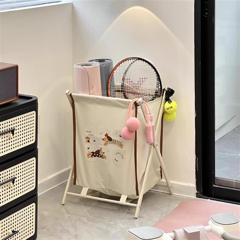 大容量健身器材收纳布艺夹缝省空间家用瑜伽垫收纳篮羽毛球拍篓女