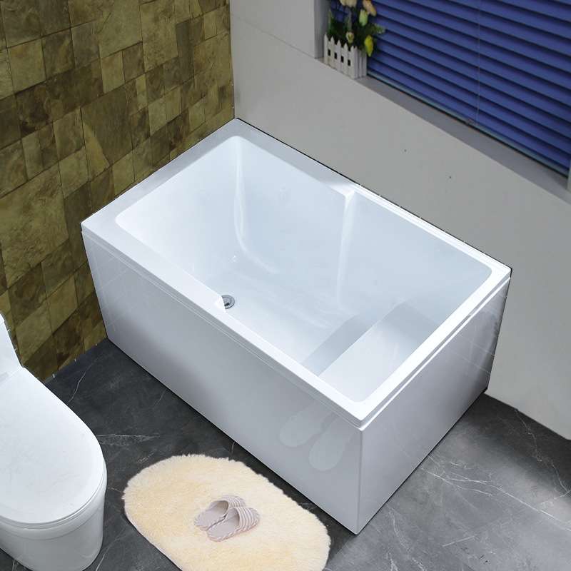 亚克力家用小户型浴缸加深带坐凳深泡恒温冲浪按摩两面裙边泡澡缸