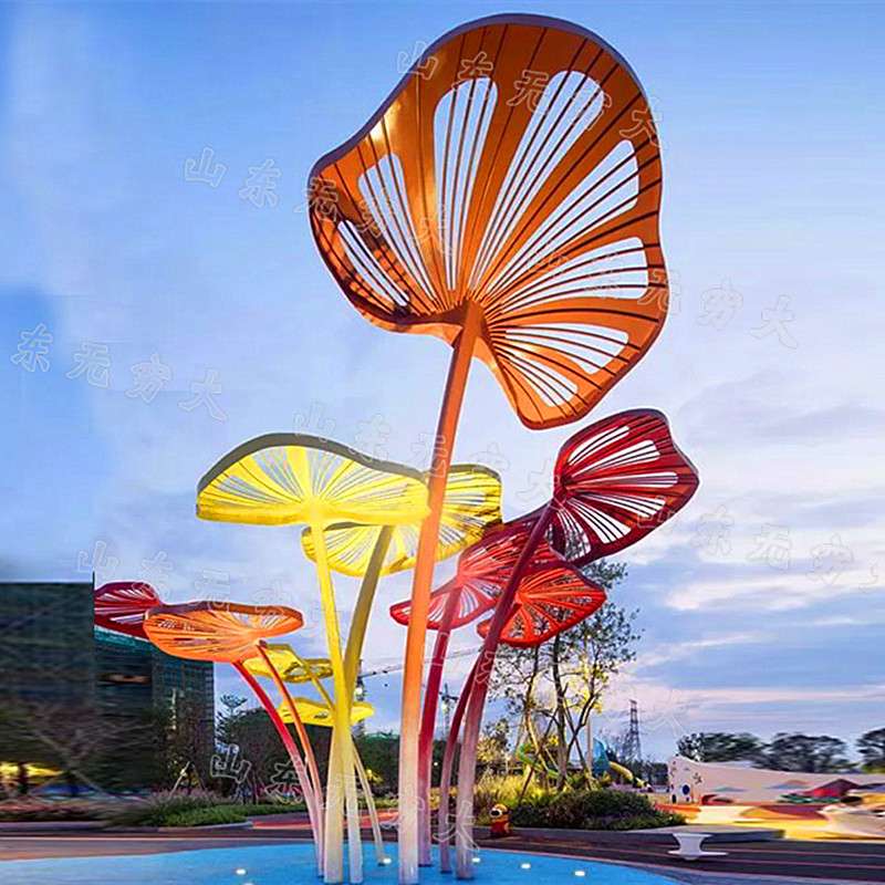 抽象不锈钢景观雕塑  广场园林彩色镂空树户大型发光落地摆件