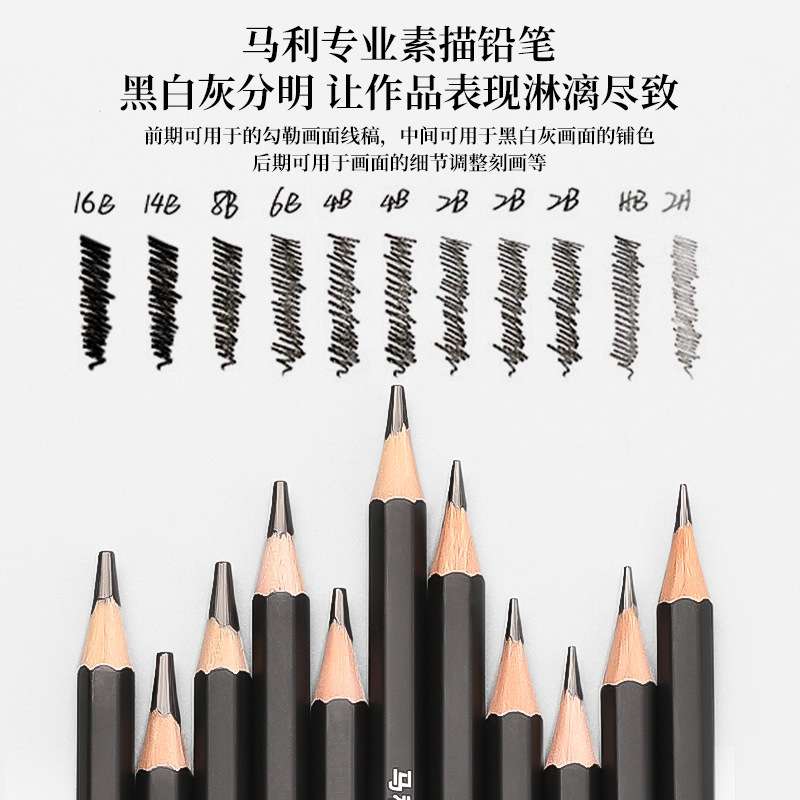 马利RCA7415素描铅笔绘画套装23件铁盒2b绘画炭速写组合入门礼盒