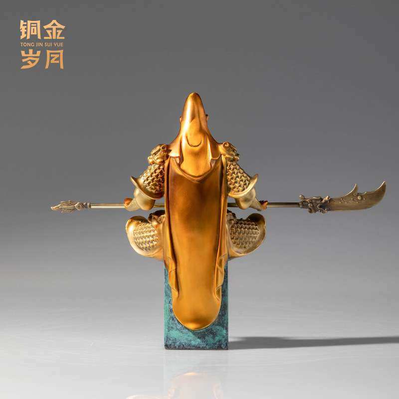 铜金岁月武圣关公铜摆件武圣人关羽关二爷铜雕像客厅办公室铜摆件