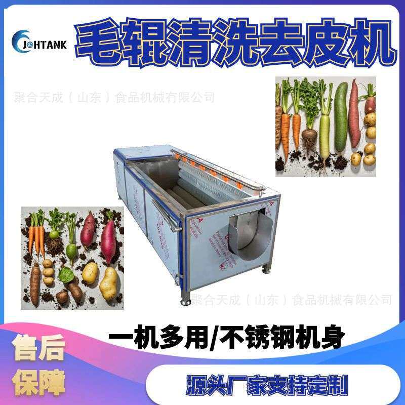 根茎果蔬红薯自动清洗机水果全自动平行毛辊清洗机牡蛎去泥清洗机