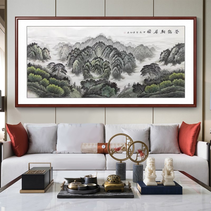 国画仓苍龙朝居图纯手工办公室装饰画客厅水墨画手绘有山无水靠山