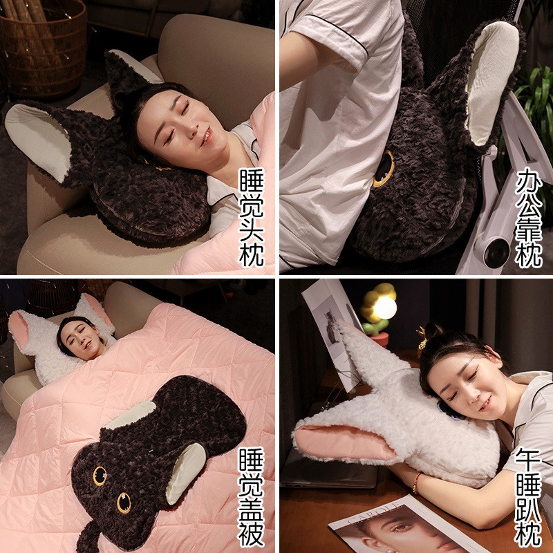 猫咪沙发抱枕被子两用卡通办公室午睡二合一车内毯子折叠空调被