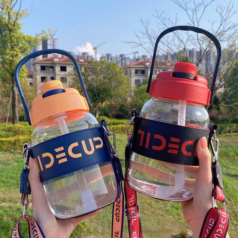 网红高颜值潮酷吸管玻璃杯手提式大容量户外便携大肚杯子礼品