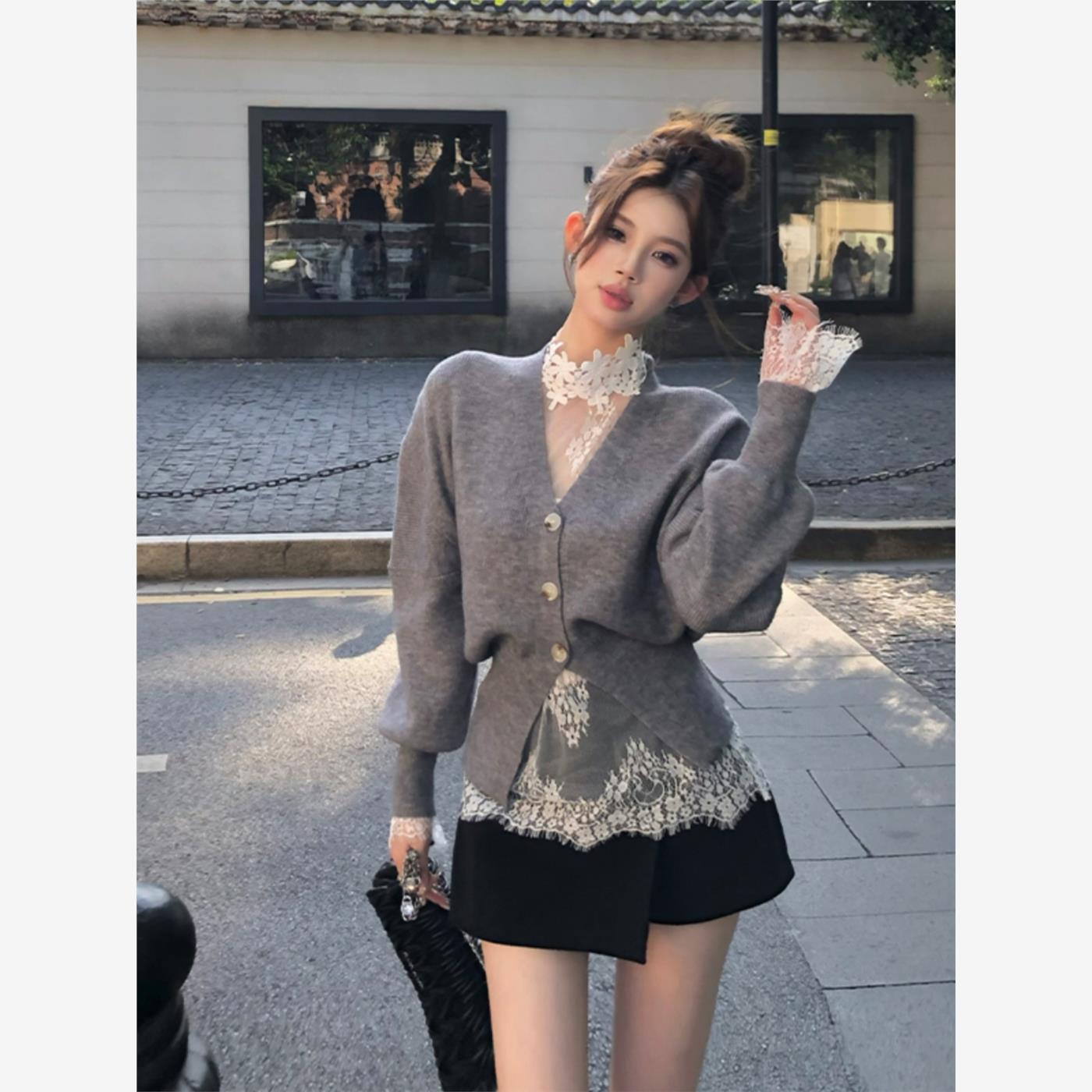 慵懒风温柔V领高级感显瘦