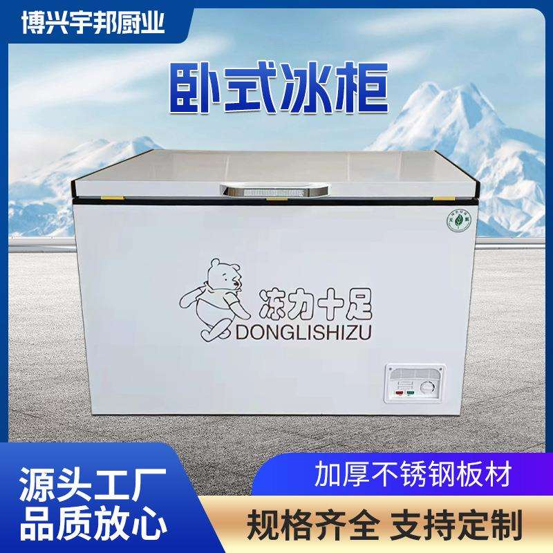 卧式冰柜商用大容量制冰机冰箱家用冷冻保鲜双温冷柜铜管制冷展示
